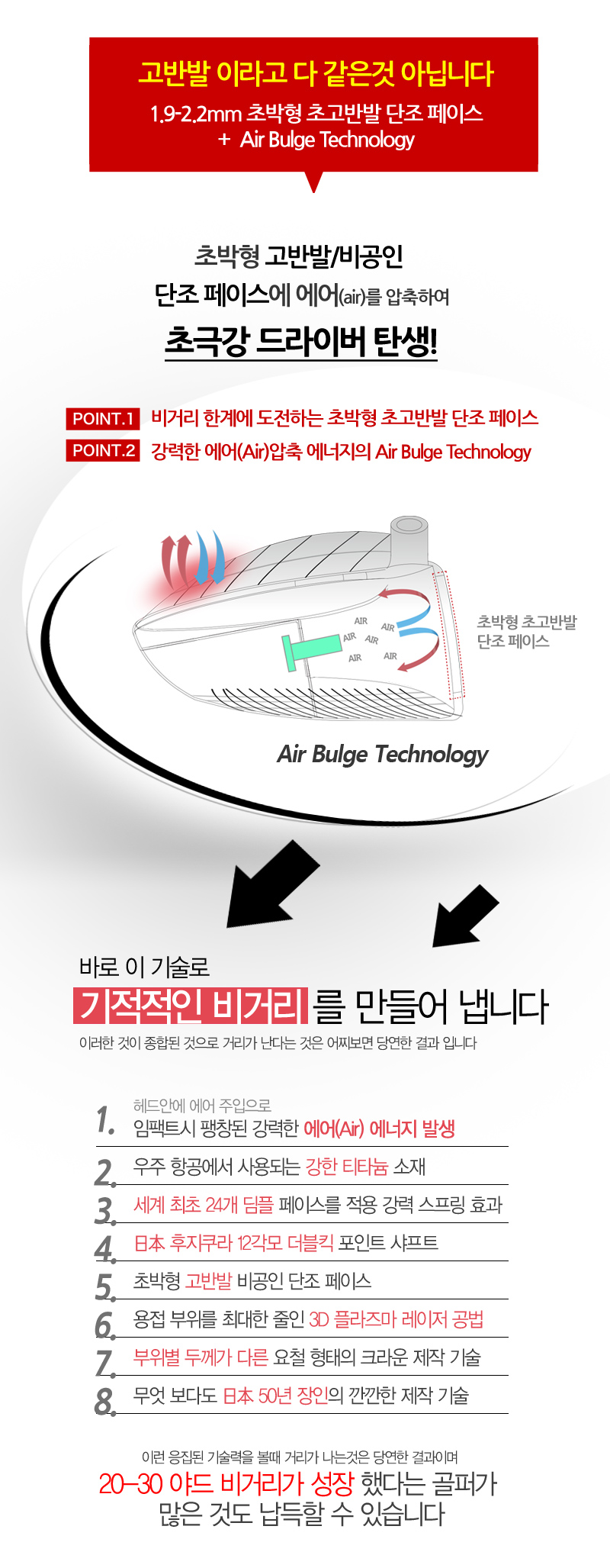 [30개한정 진열품할인]까무이 웍스재팬 VOM 에어 초극강 고반발/비공인 황금장 드라이버